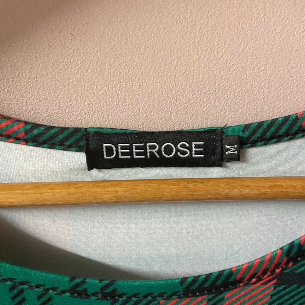 Deer Rose Green & Red Plaid Bodycon Mini Dress Size M GUC - Picture 4 of 10